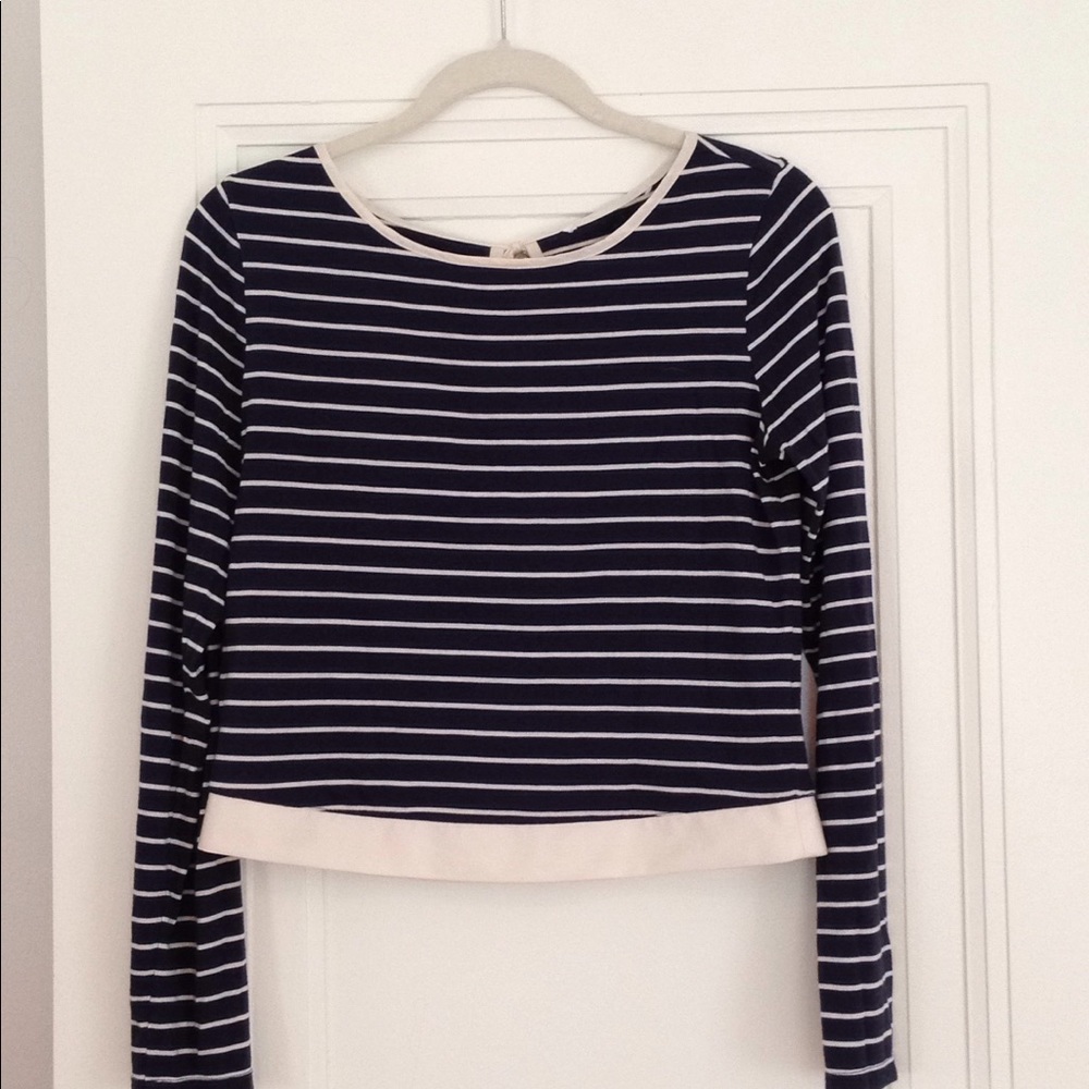 French Connection Navy and White Tee